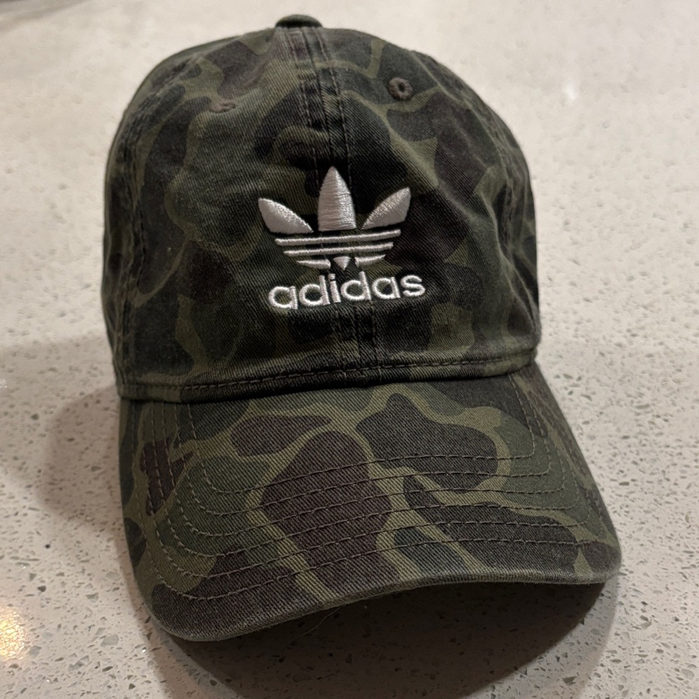 Adidas Green Camouflage Cap with White Logo
